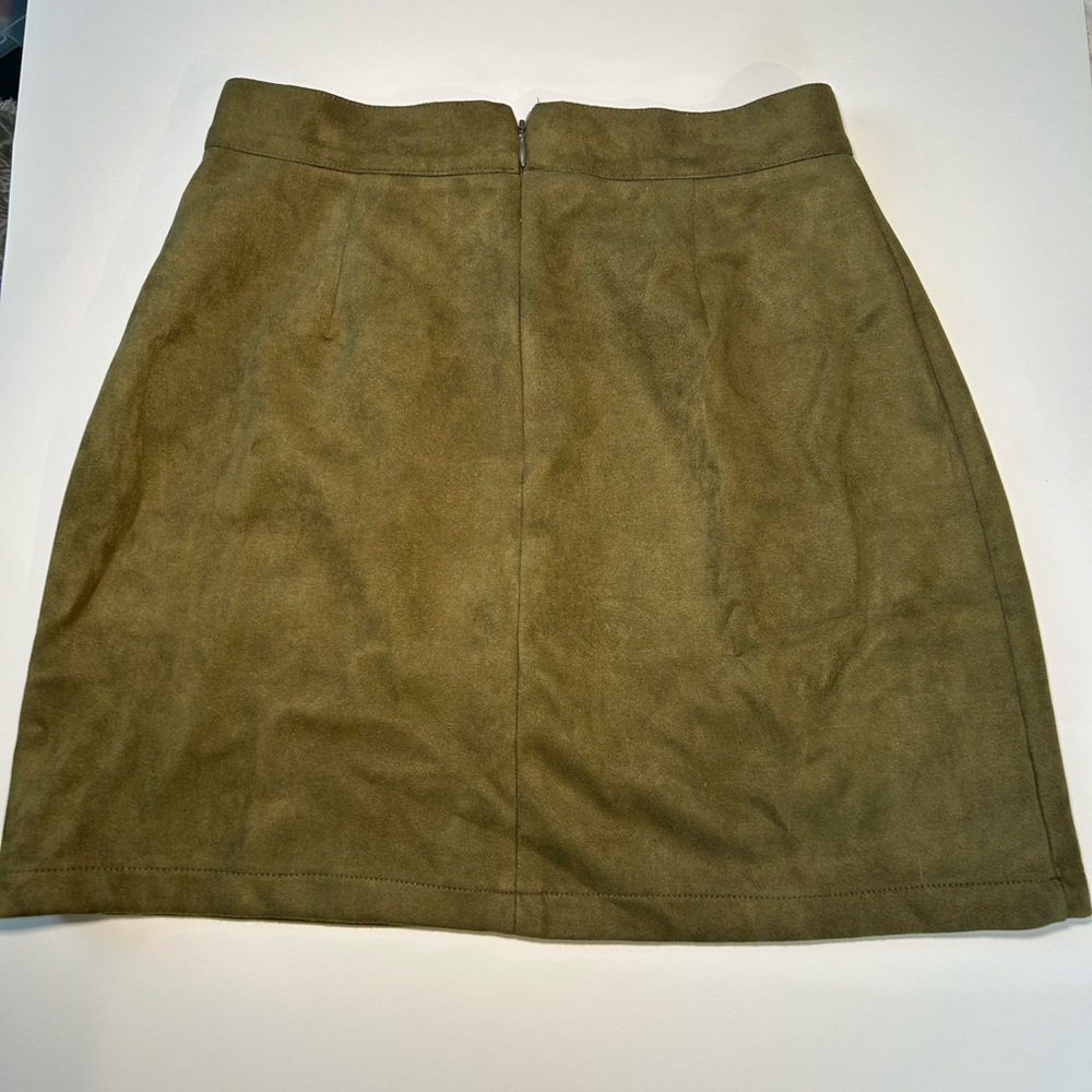 Olive Green Faux Suede Mini Skirt